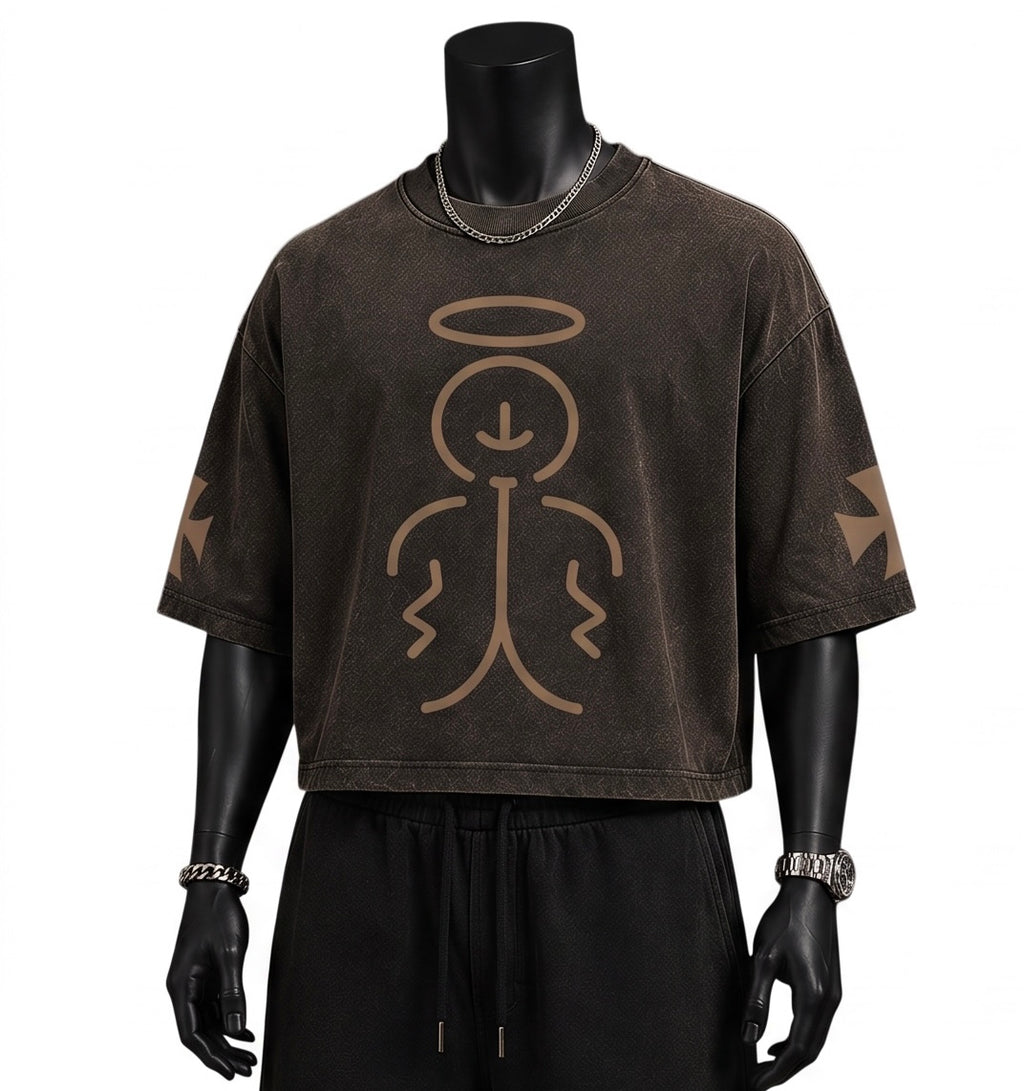 Cross Saint-OversizedBrown (Crop)Tee