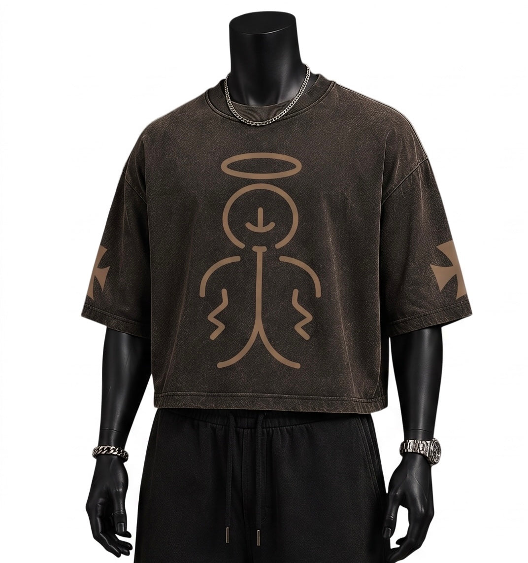 Cross Saint-OversizedBrown (Crop)Tee